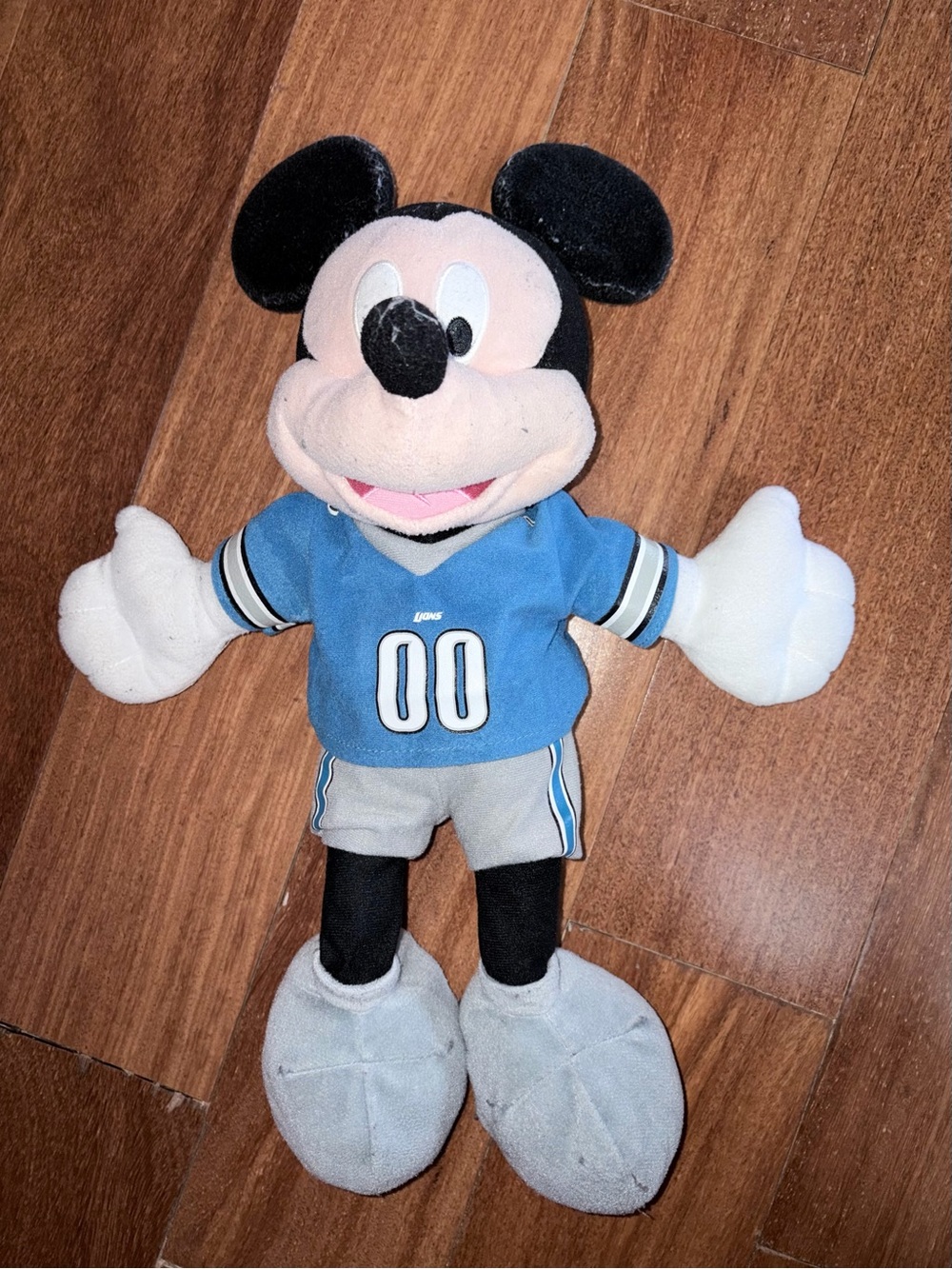 Detroit Lions Mickey Mouse Plush in Blue, Black, White, Gray